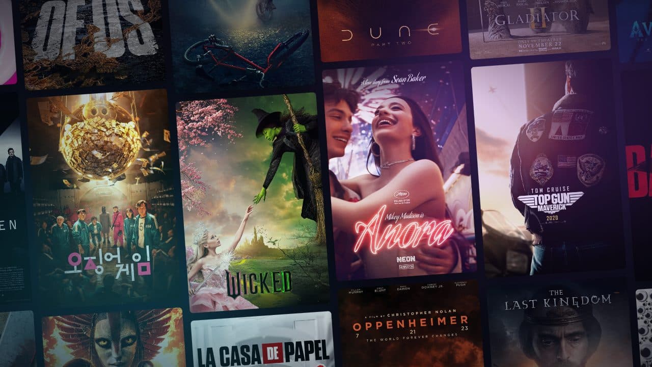 Film- und Serien-Poster im IPTV-Katalog auf dem Fire TV